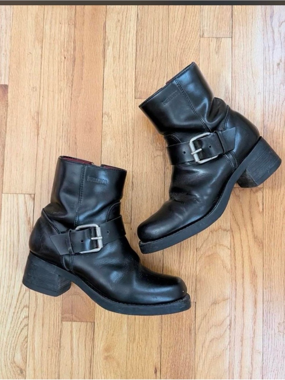 Durango Black Leather Buckle Engineer Ankle Boots